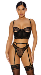 Sneak A Peek Open Cup Bra Set-Red